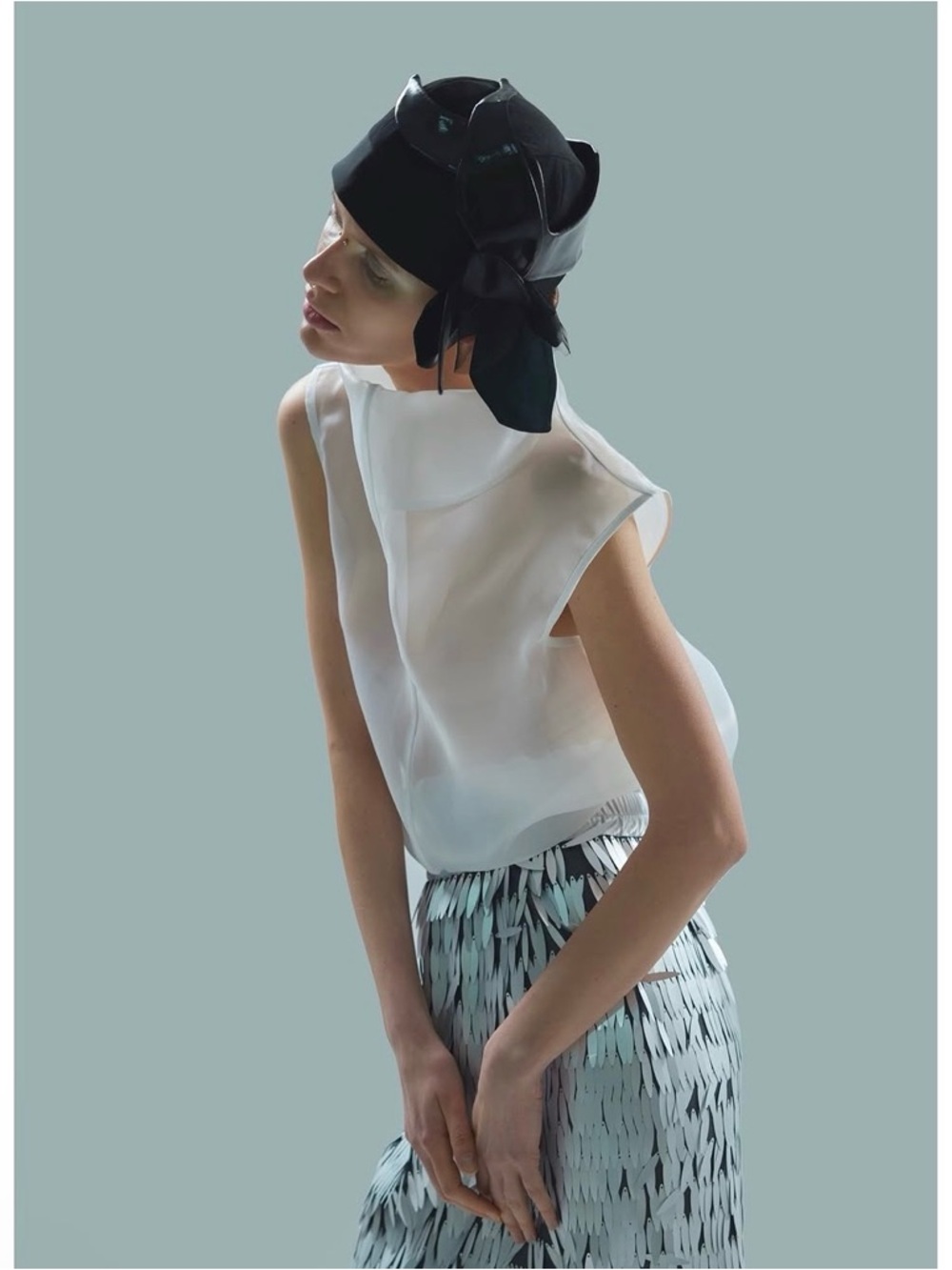 Julia Allert High Neck Organza Top White